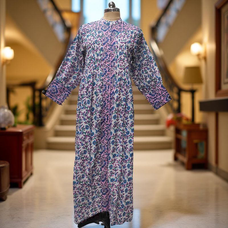 L/XL  Aafreen Printed Cotton Dress 57" Long Jalabiya