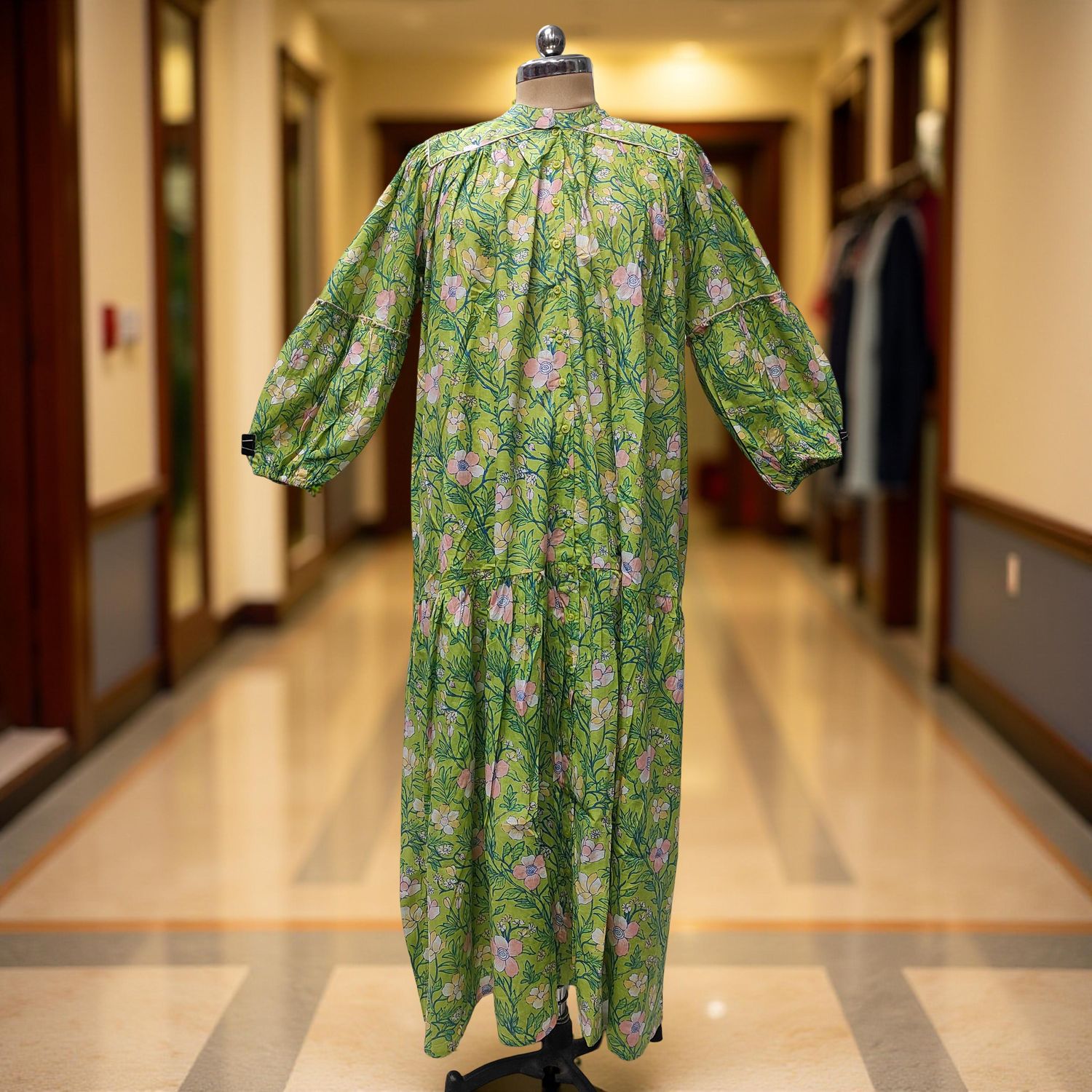 2XL-3XL  Yazrin Printed Cotton Dress 57" Long Jalabiya