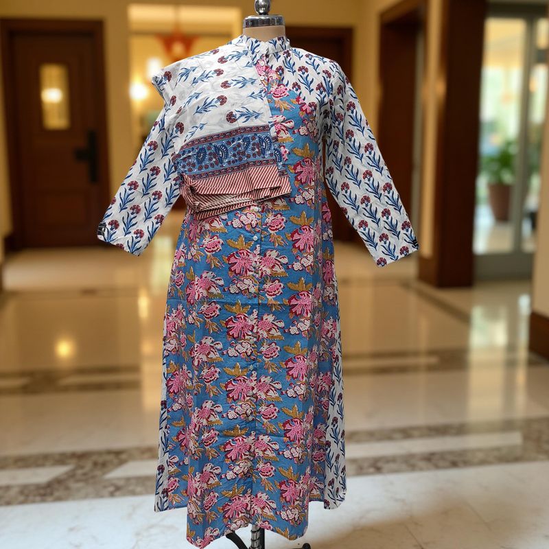 XS-S Honey Printed Cotton Dress 54" Long Jalabiya With Sheila