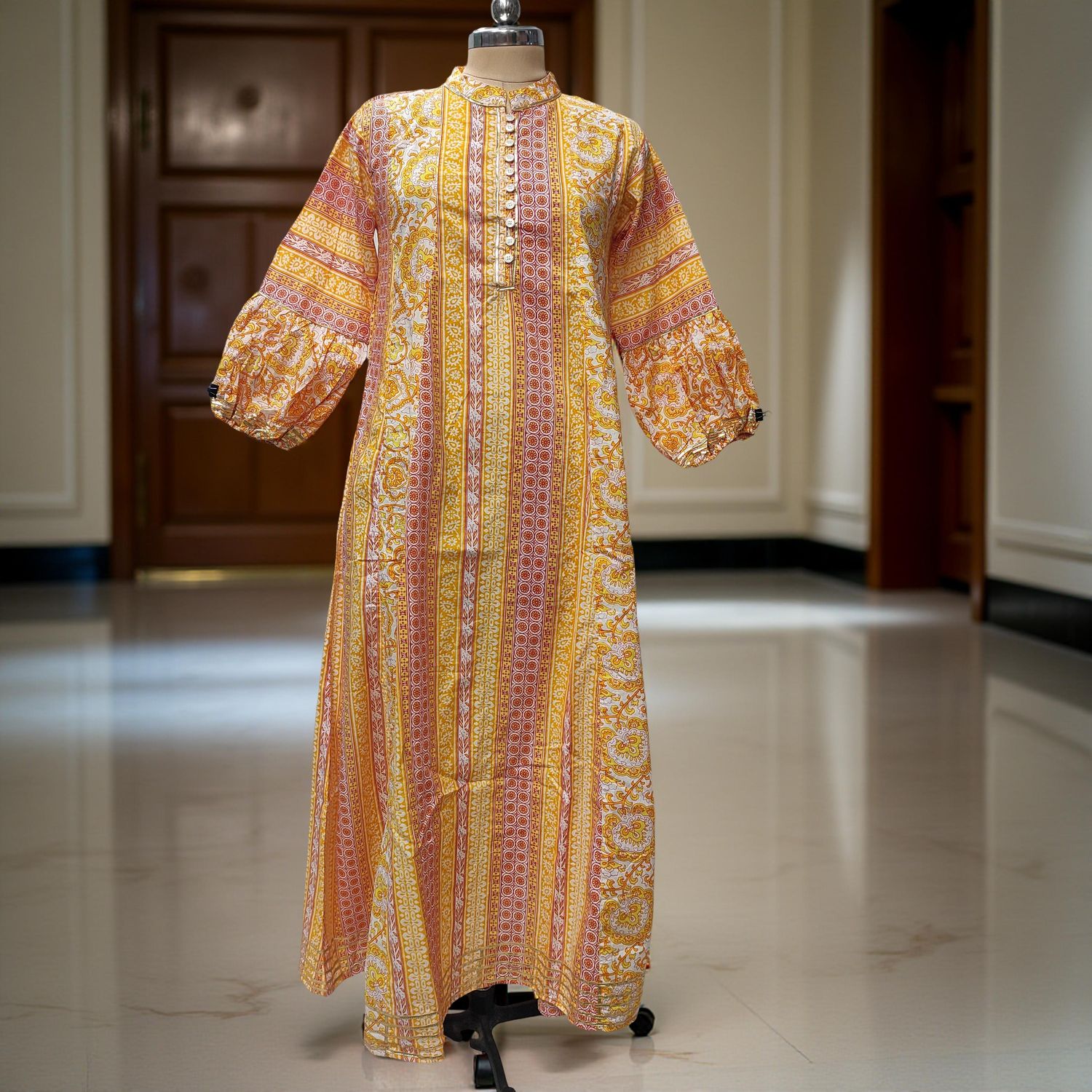 2XL-3XL AMRA  Printed Cotton Dress 57" Long Jalabiya