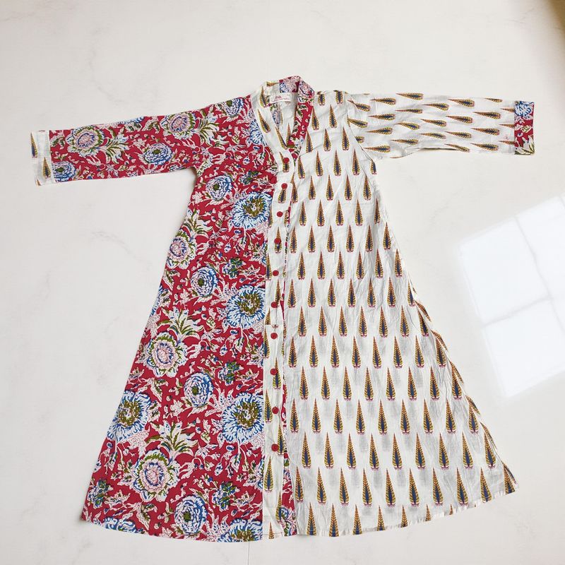 4-5 Year Ayana Printed Cotton Girls Dress 33'' Long Jalabiya