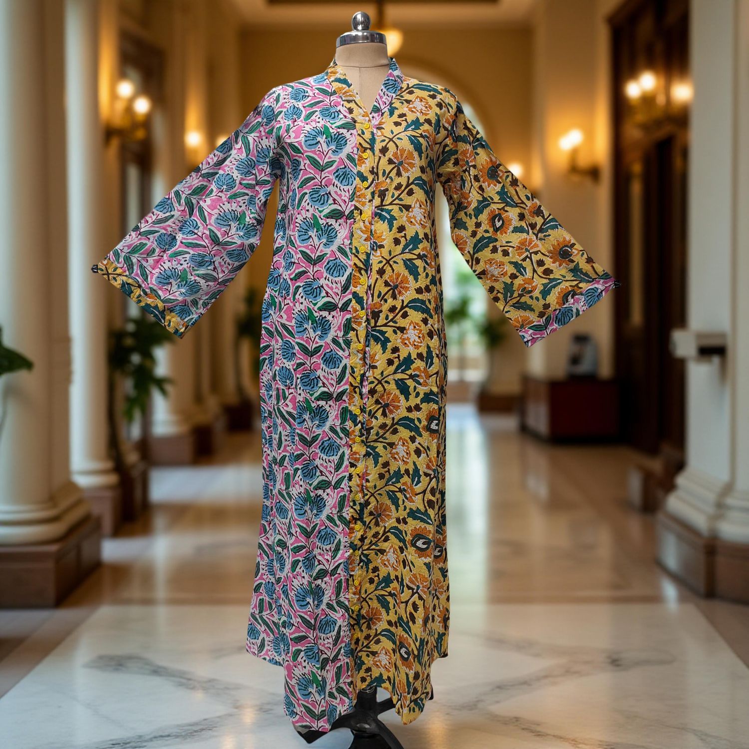 XS-S Ayana Printed Cotton Dress 54" Long Jalabiya