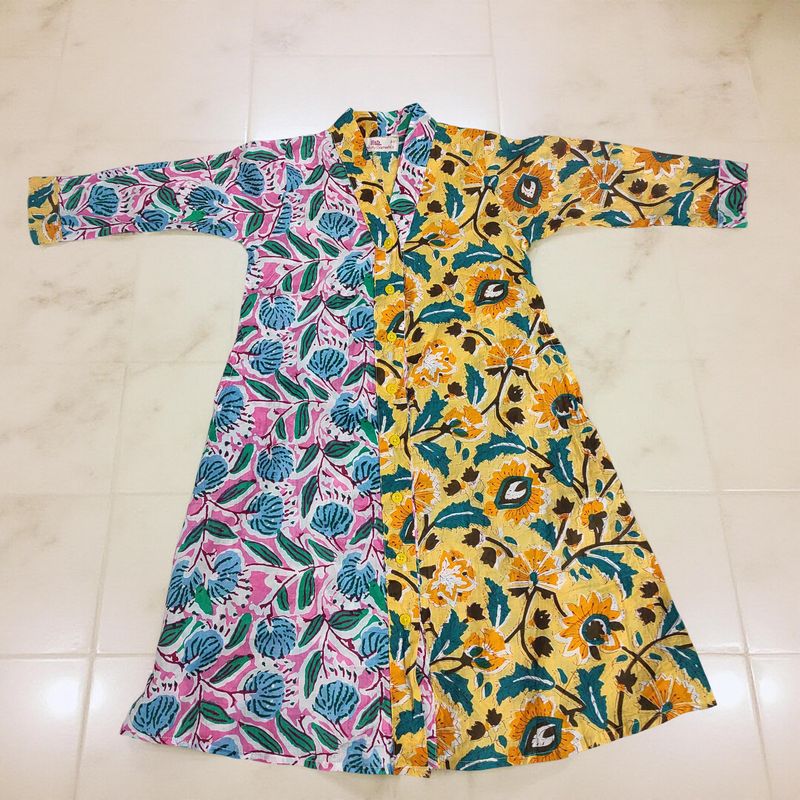 2-3 Year Ayana Printed Cotton Girls Dress 30'' Long Jalabiya