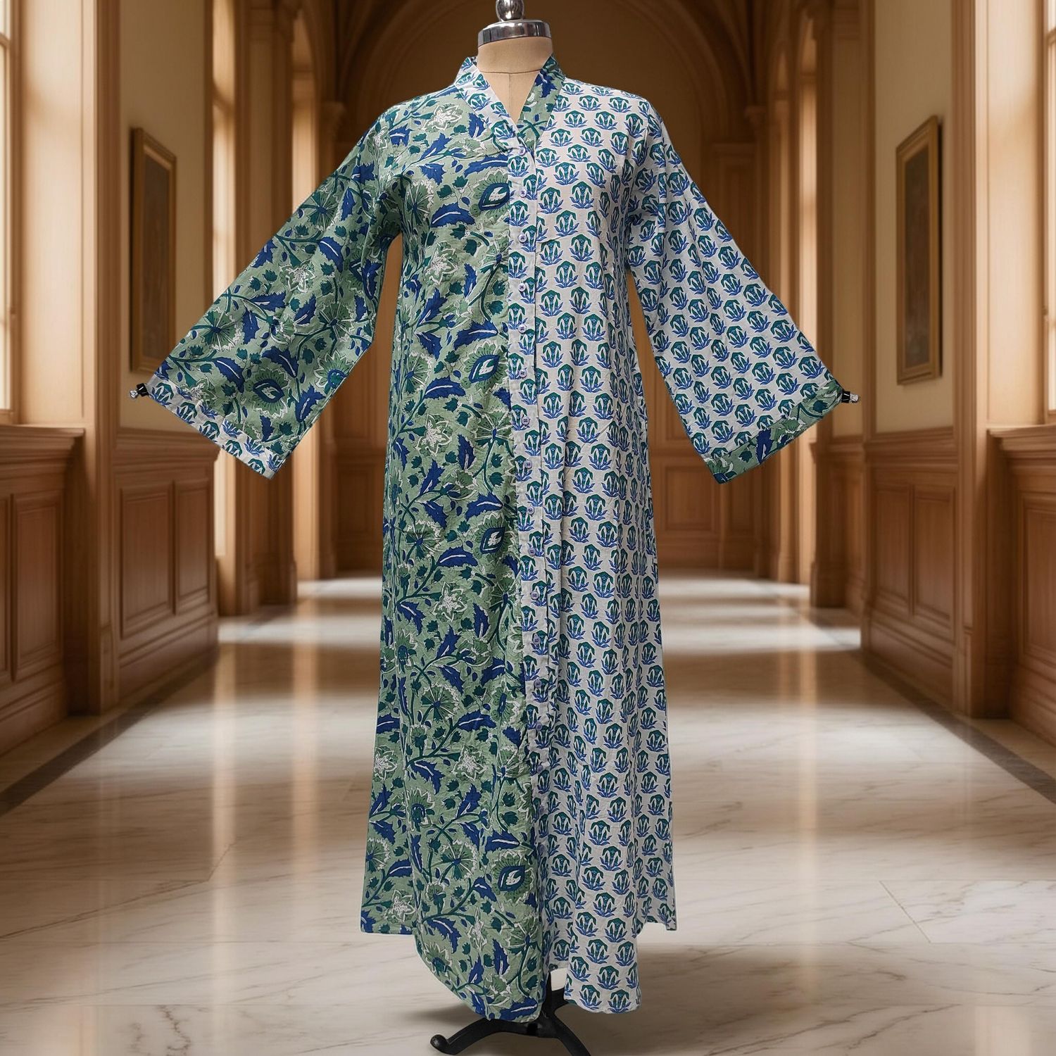 2XL/3XL Ayana Printed Cotton Dress 57" Long Jalabiya