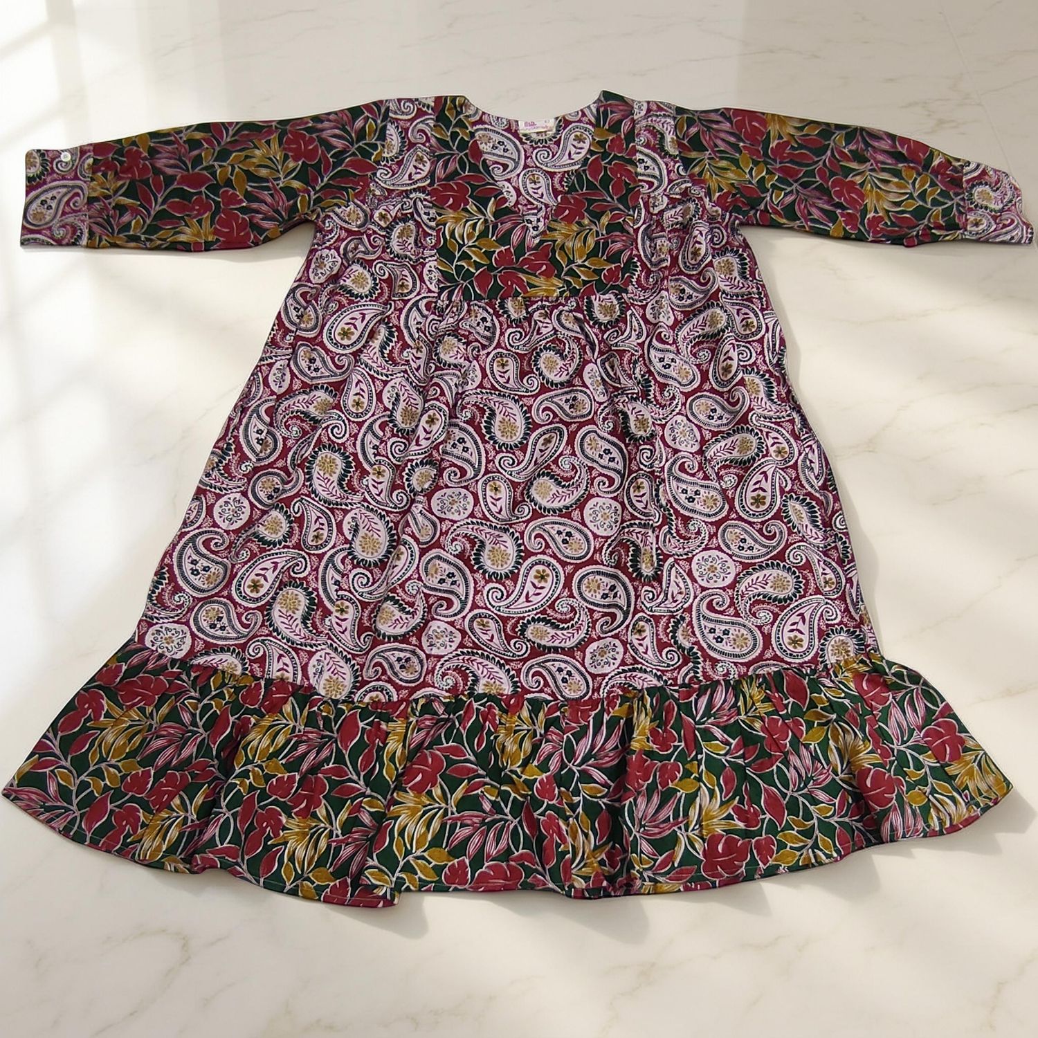 6-7 Year Yamana Printed Cotton  Dress 36" Long Jalabiya