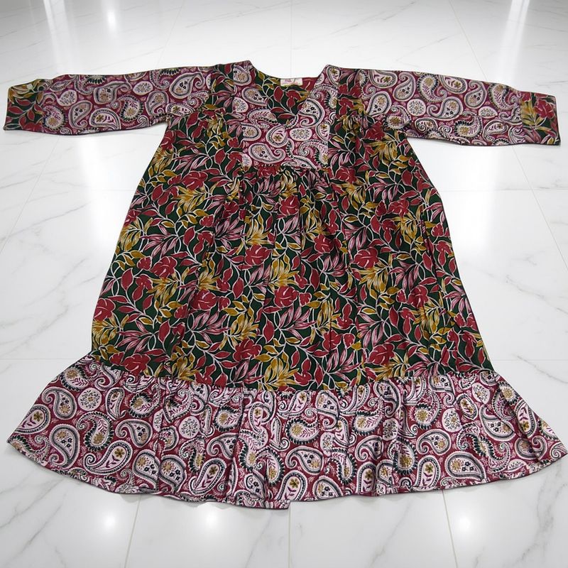 6-7 Year Yamana Printed Cotton  Dress 36" Long Jalabiya