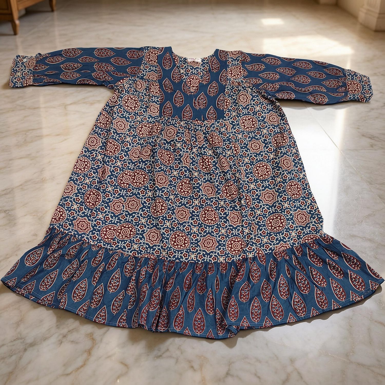 6-7 Year Yamana Printed Cotton  Dress 36" Long Jalabiya