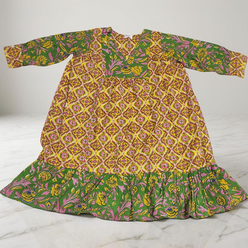 6-7 Year Yamana Printed Cotton  Dress 36" Long Jalabiya