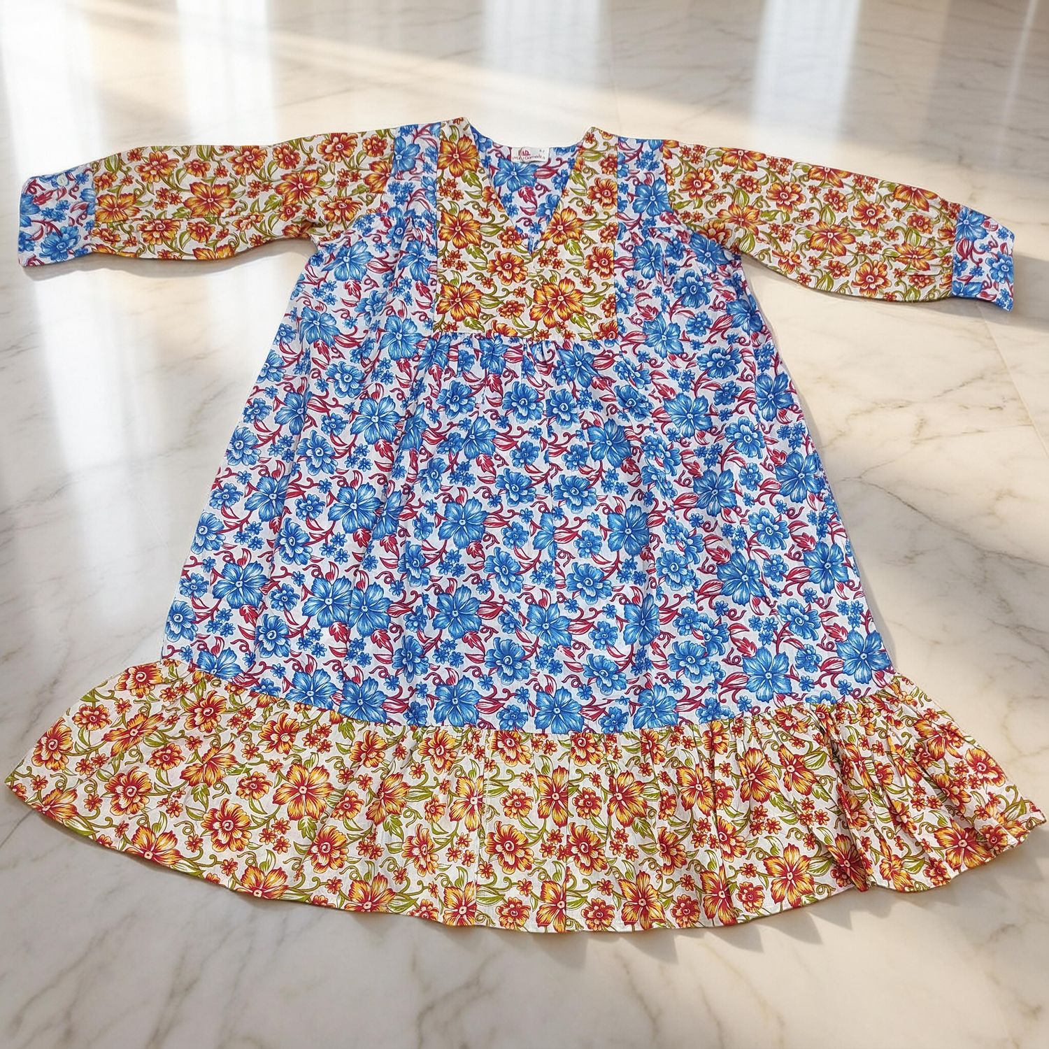 6-7 Year Yamana Printed Cotton  Dress 36" Long Jalabiya