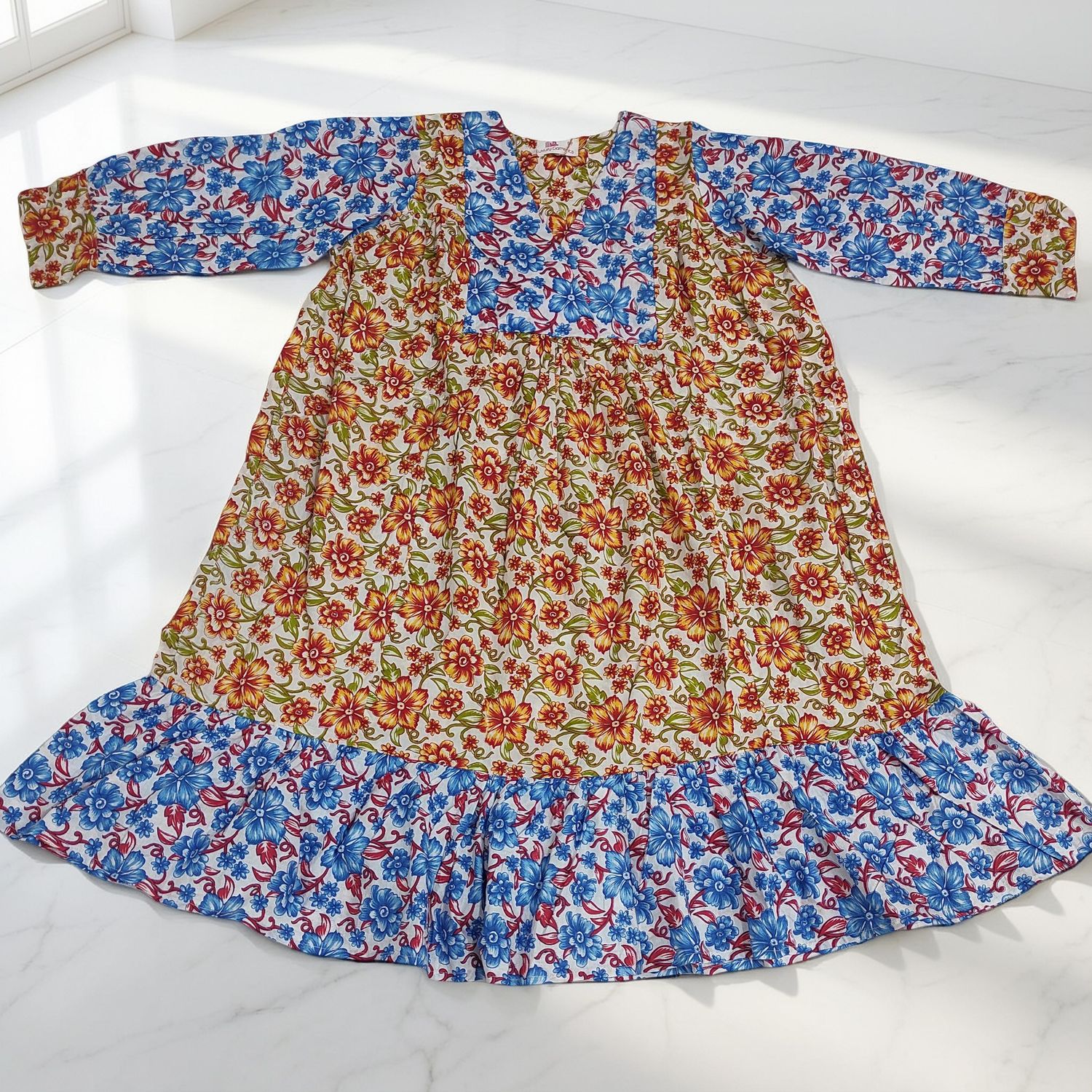 6-7 Year Yamana Printed Cotton  Dress 36" Long Jalabiya