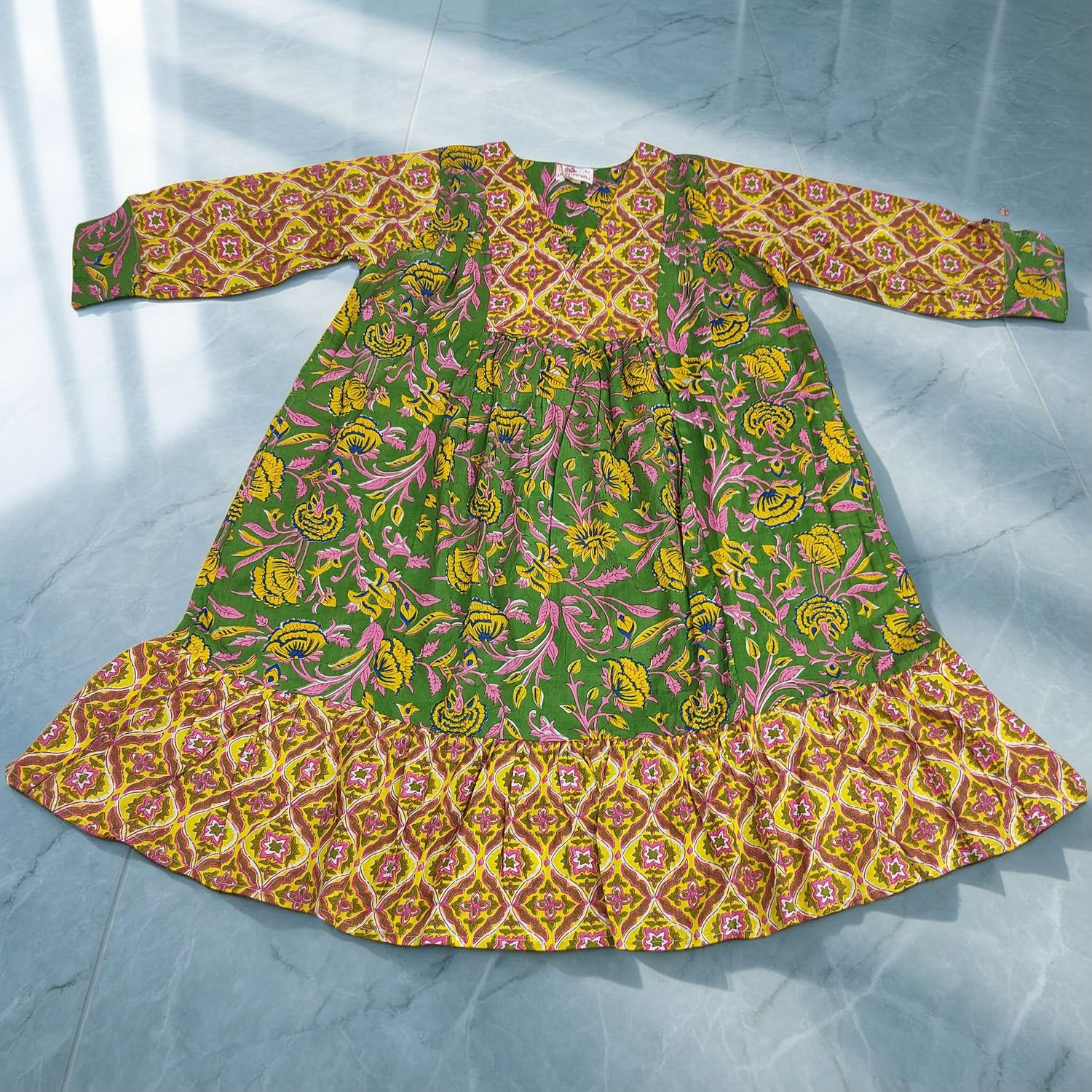 6-7 Year Yamana Printed Cotton  Dress 36" Long Jalabiya