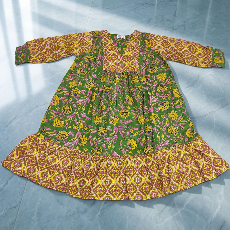 6-7 Year Yamana Printed Cotton  Dress 36" Long Jalabiya