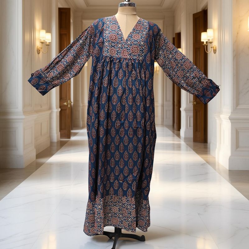 8-9 Year Yamana Printed Cotton  Dress 40" Long Jalabiya