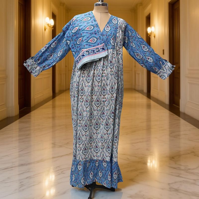 XS-S Yamana With Sheila Printed Cotton Dress 54" Long Jalabiya