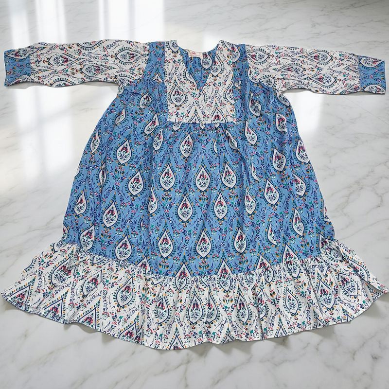 6-7 Year Yamana Printed Cotton  Dress 36" Long Jalabiya