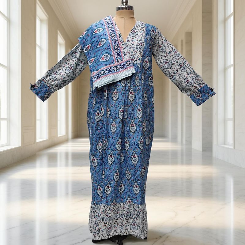 XS-S Yamana With Sheila Printed Cotton Dress 54" Long Jalabiya