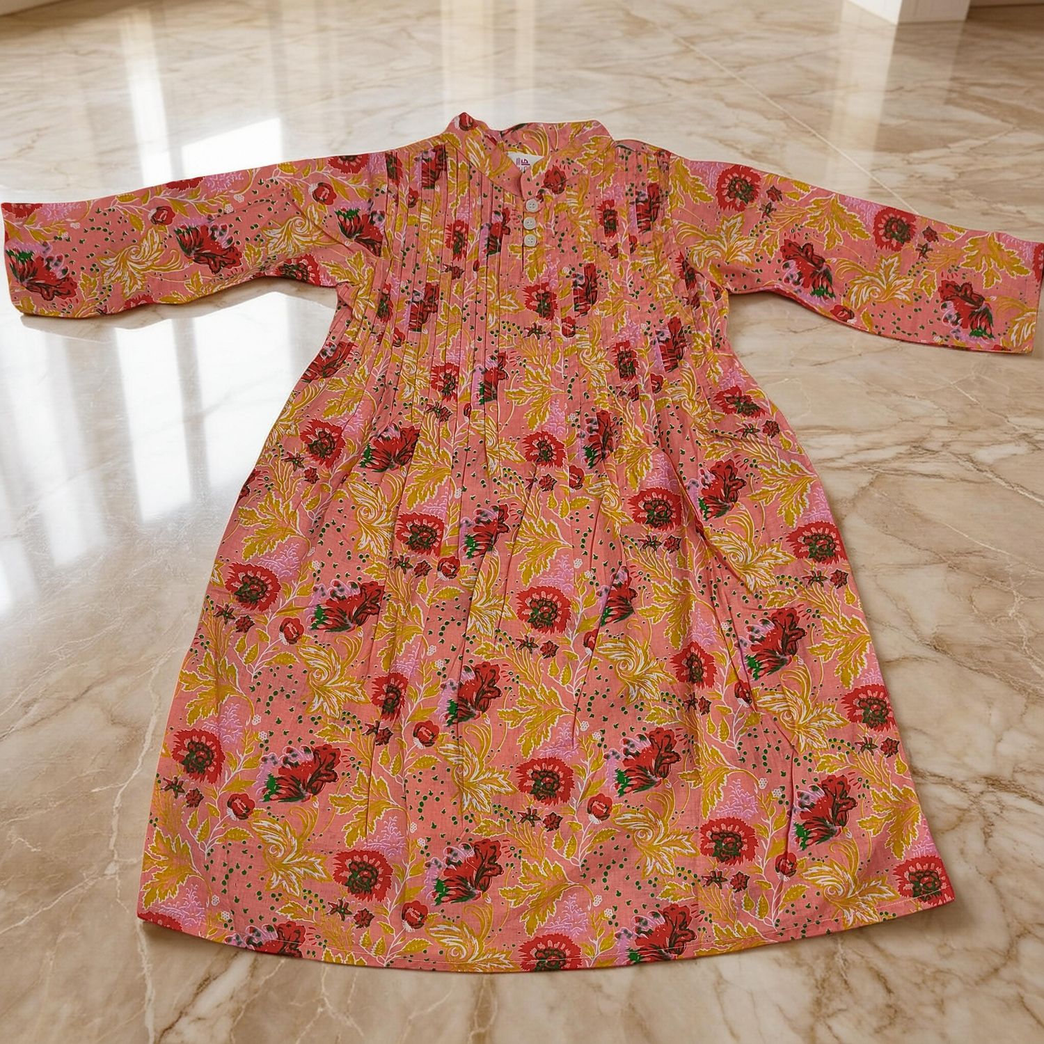 6-7 Year Adiat Printed Cotton Girls Dress 38'' Long Jalabiya