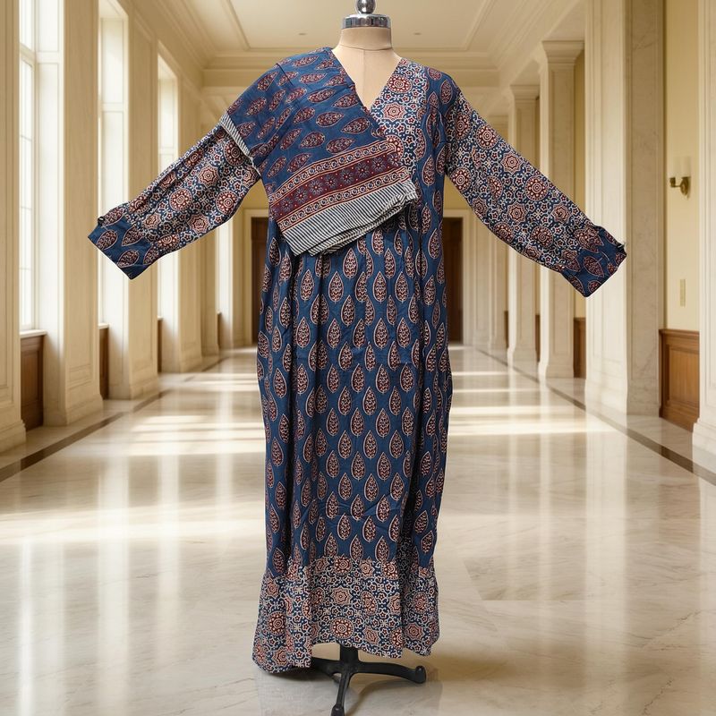 S-M Yamana With Sheila Printed Cotton Dress 57" Long Jalabiya