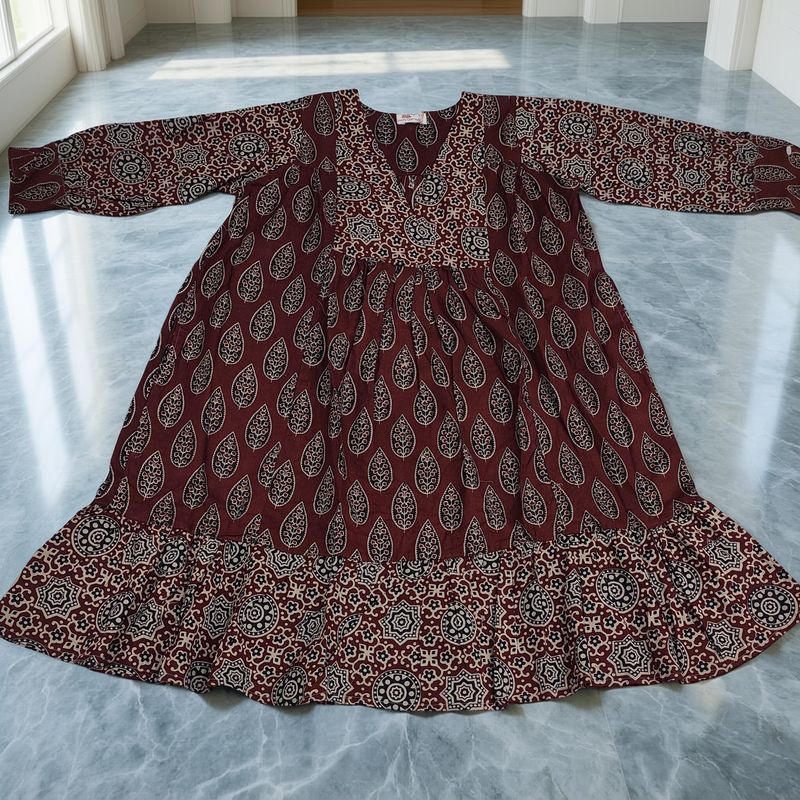 6-7 Year Yamana Printed Cotton  Dress 36" Long Jalabiya