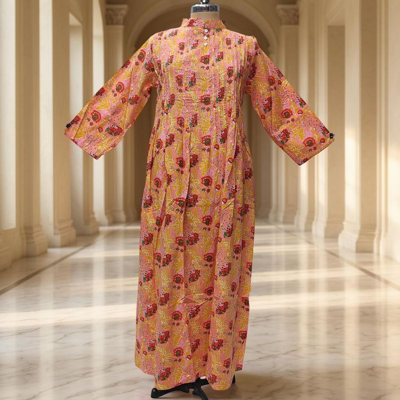 12-13 Year Adiat Printed Cotton Girls Dress 50" Long Jalabiya