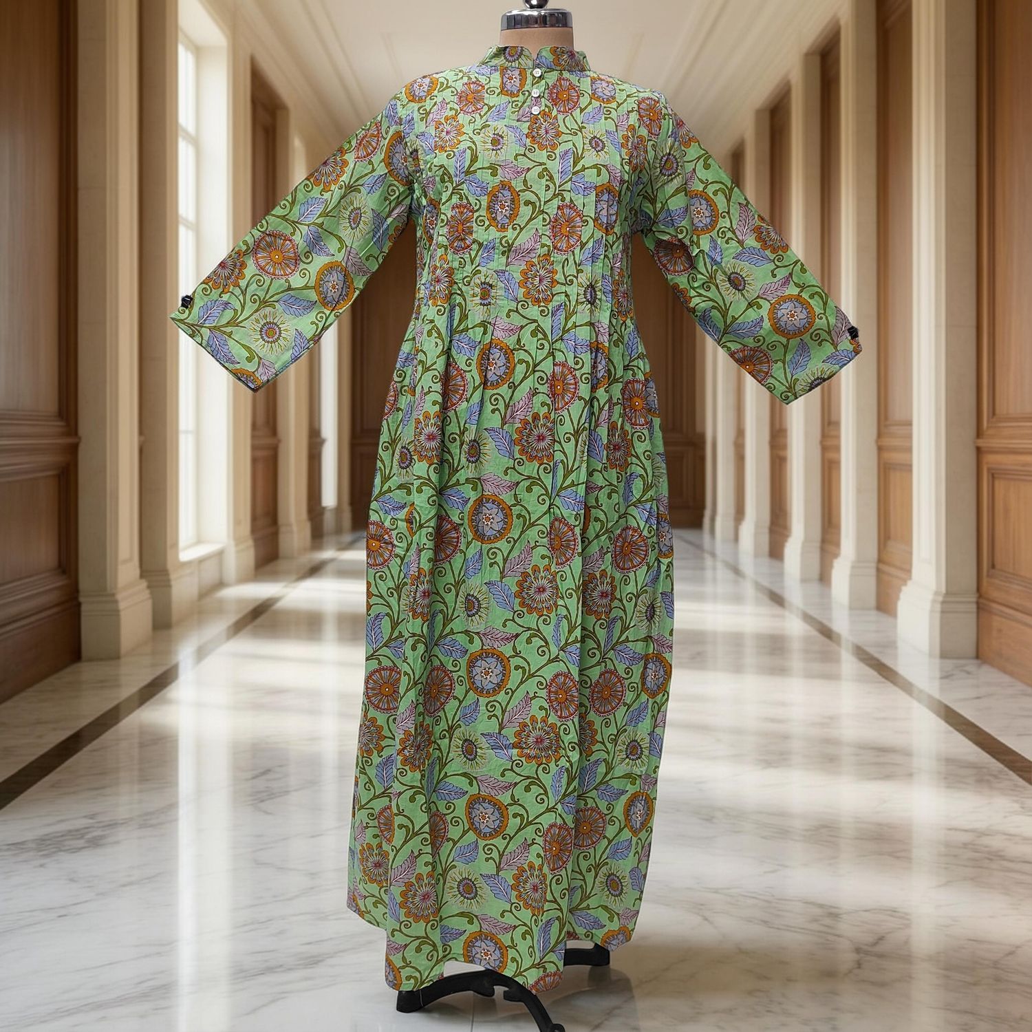 2XL/3XL Adiat Printed Cotton Dress 57'' Long Jalabiya