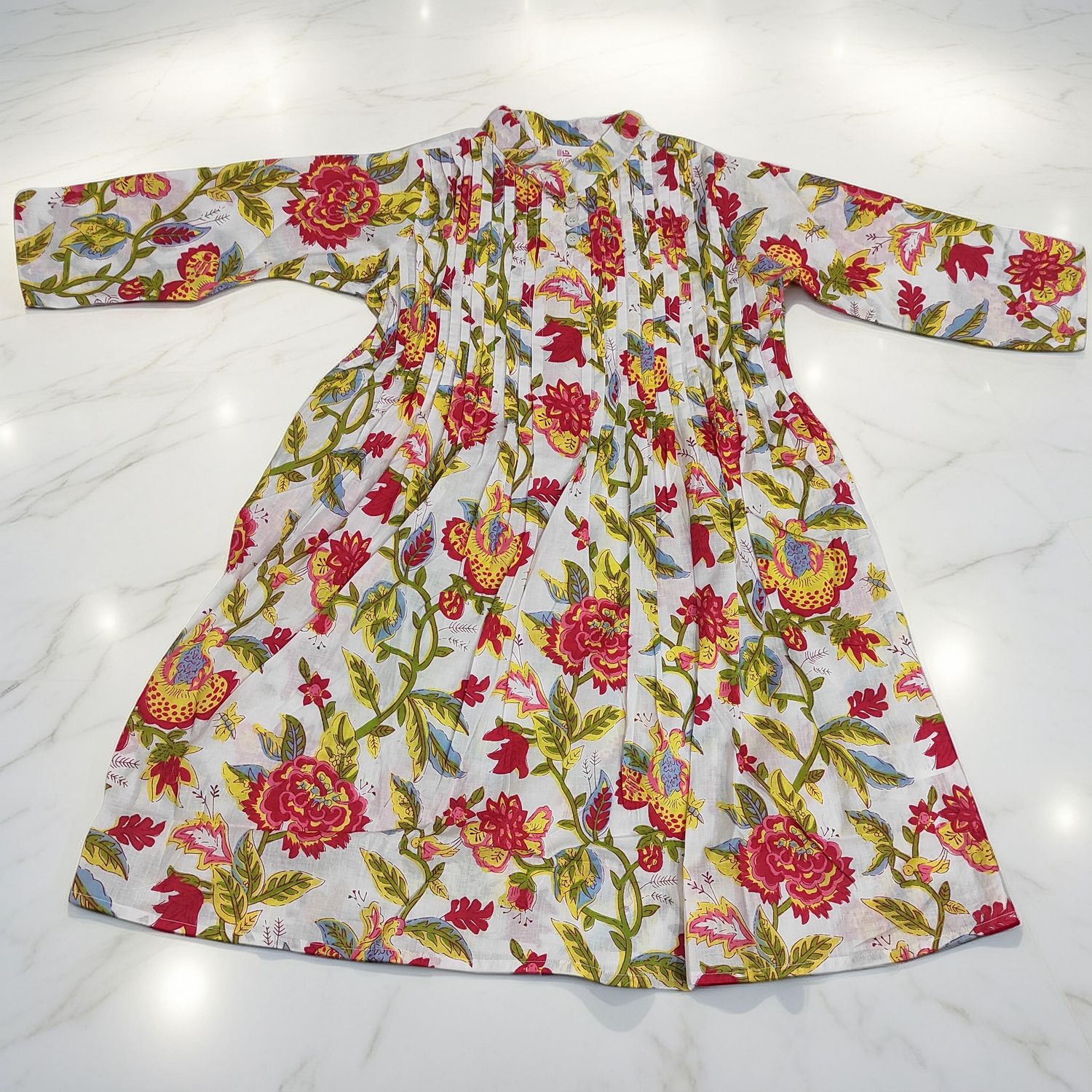 2-3 Year Adiat Printed Cotton Girls Dress 30'' Long Jalabiya