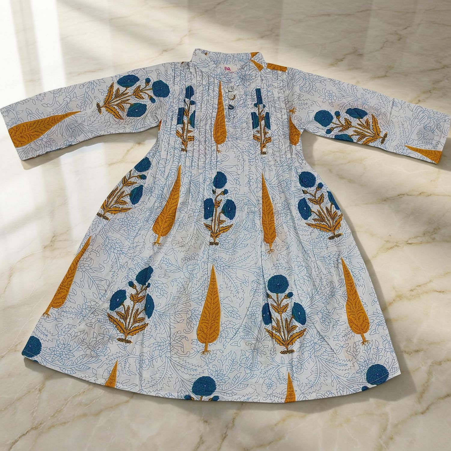 1-2 Year Adiat Printed Cotton Girls Dress 26'' Long Jalabiya