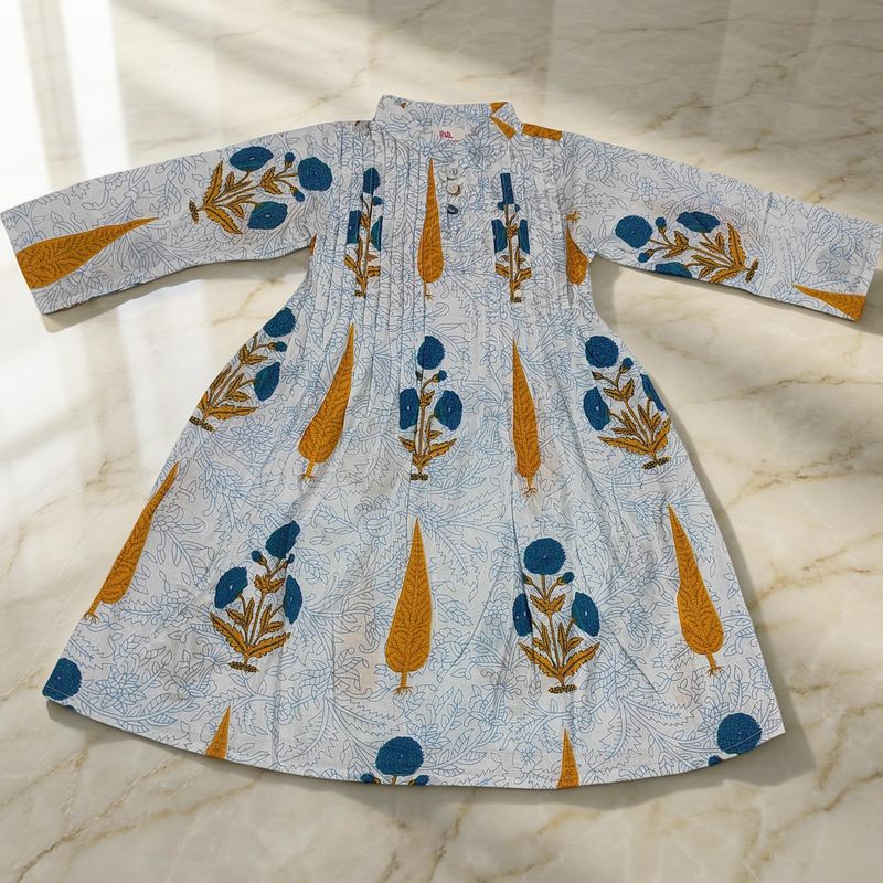 4-5 Year Adiat Printed Cotton Girls Dress 34'' Long Jalabiya