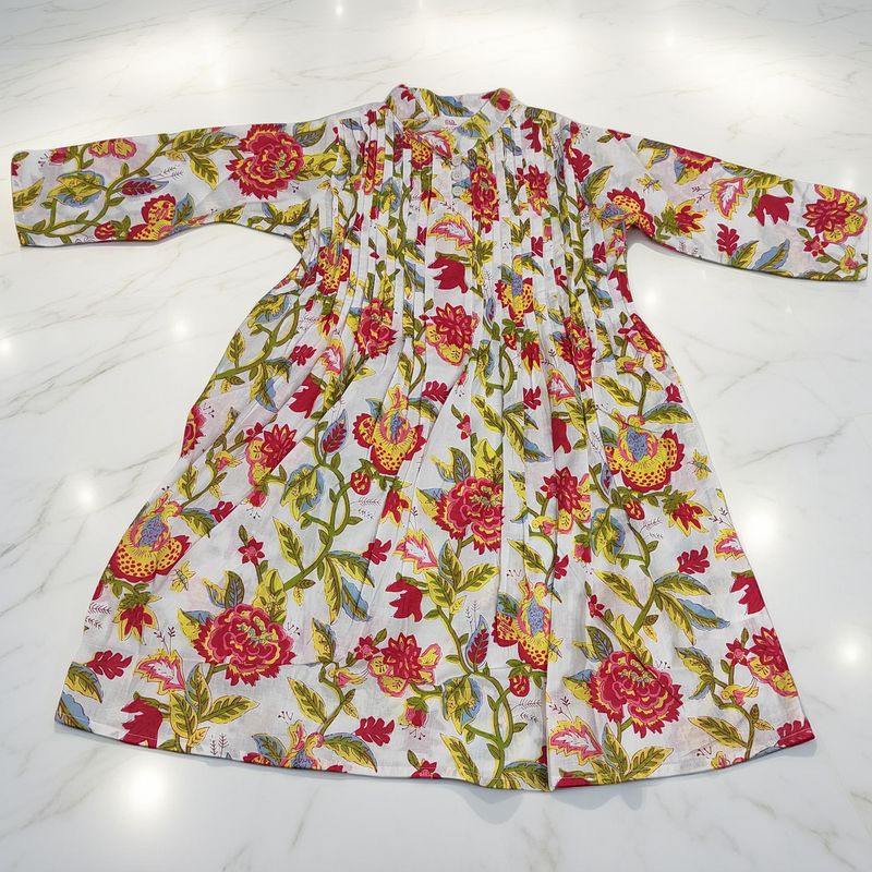 6-7 Year Adiat Printed Cotton Girls Dress 38'' Long Jalabiya