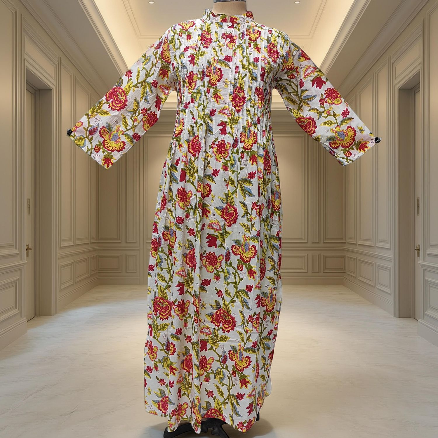 4XL-5XL Adiat Printed Cotton Dress 57'' Long Jalabiya