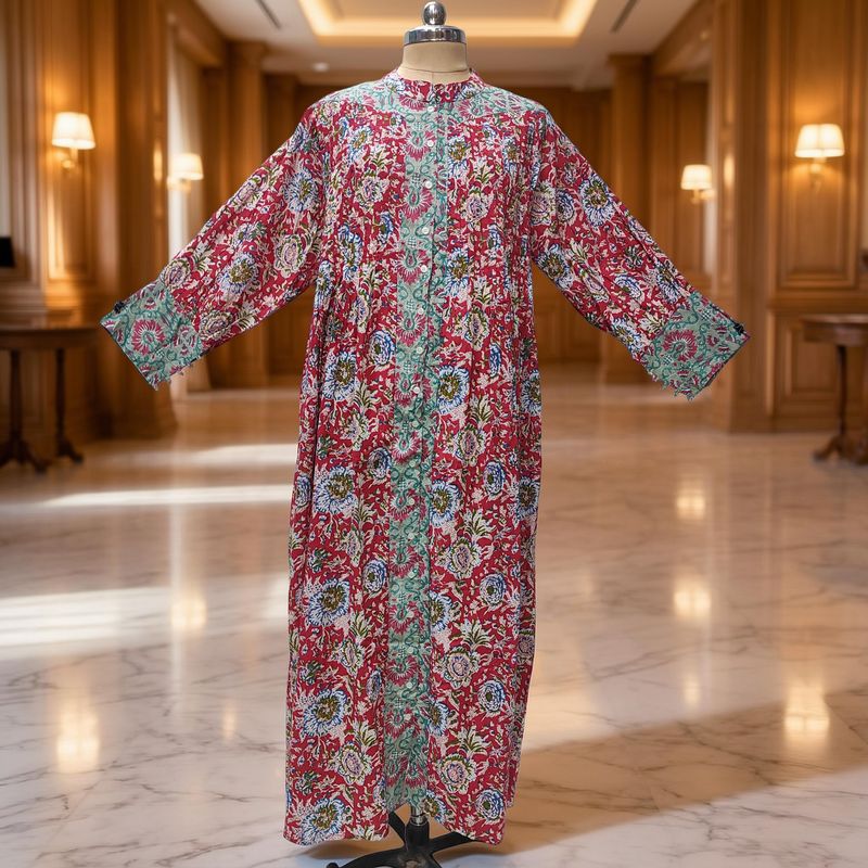 2XL/3XL  Aafreen Printed Cotton Dress 57" Long Jalabiya