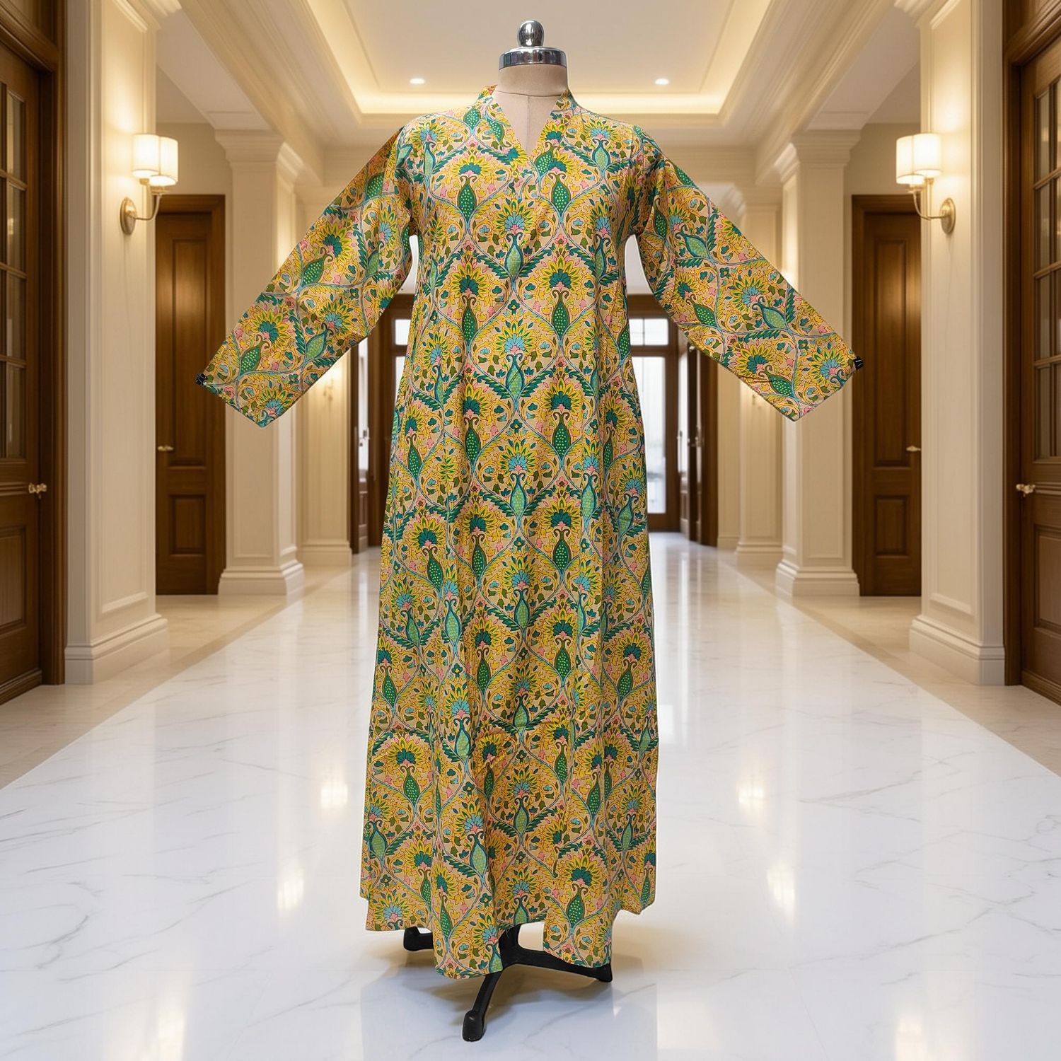 2XL /3XL Teena Printed Cotton Dress 57" Long Jalabiya