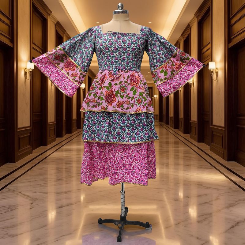 10-11 Year Rahima Printed Cotton Dress 46" Long Jalabiya