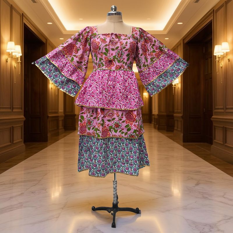 10-11 Year Rahima Printed Cotton Dress 46" Long Jalabiya