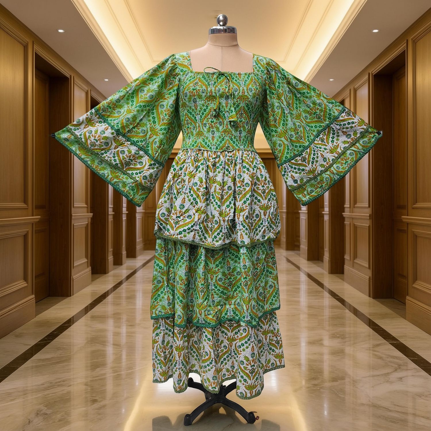 XS/S Rahima Printed Cotton Dress 54" Long Jalabiya