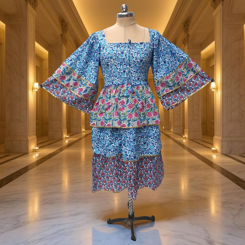 10-11 Year Rahima Printed Cotton Dress 46" Long Jalabiya