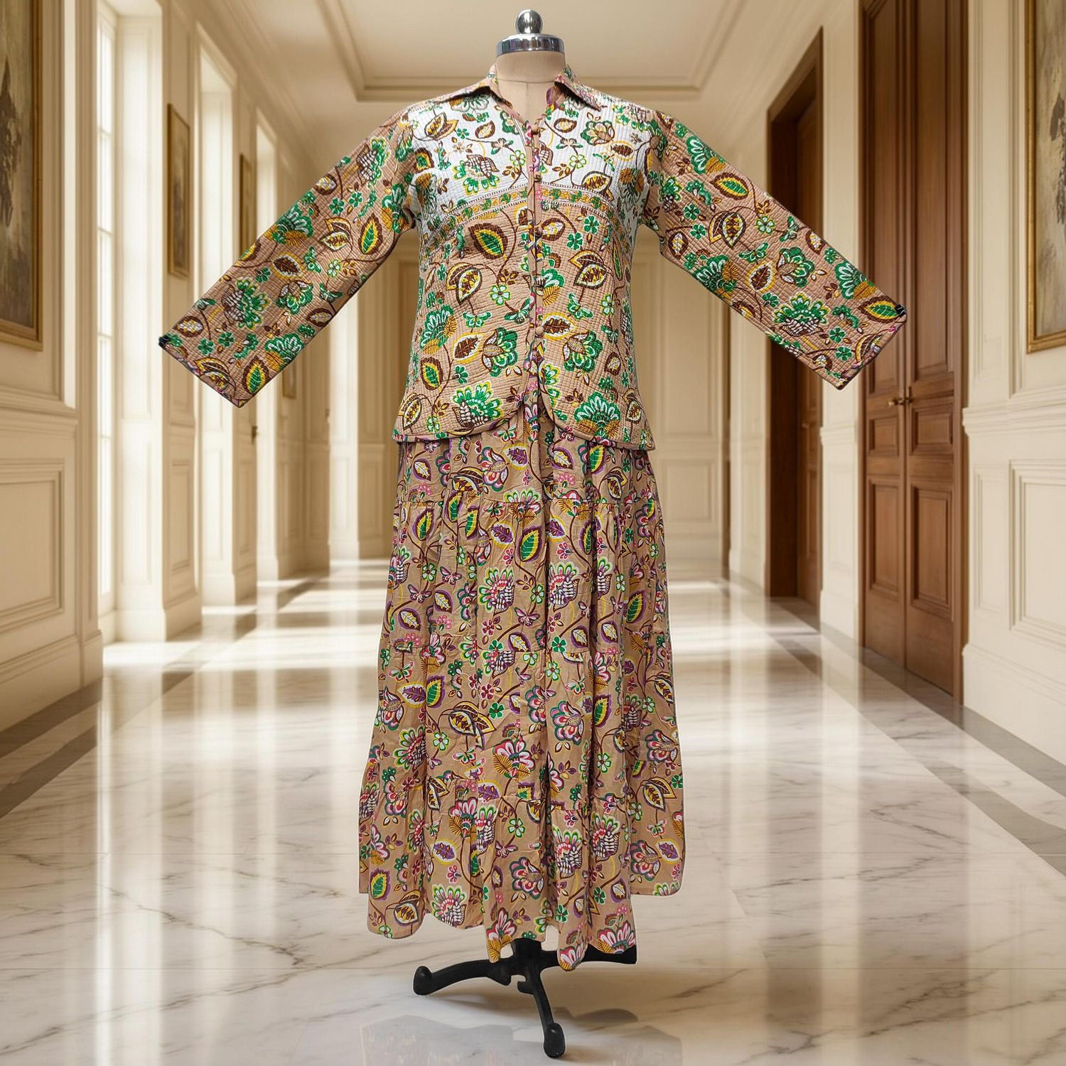 L-XL Cotton Jacket &amp; Jalabiya Set length 56” Long