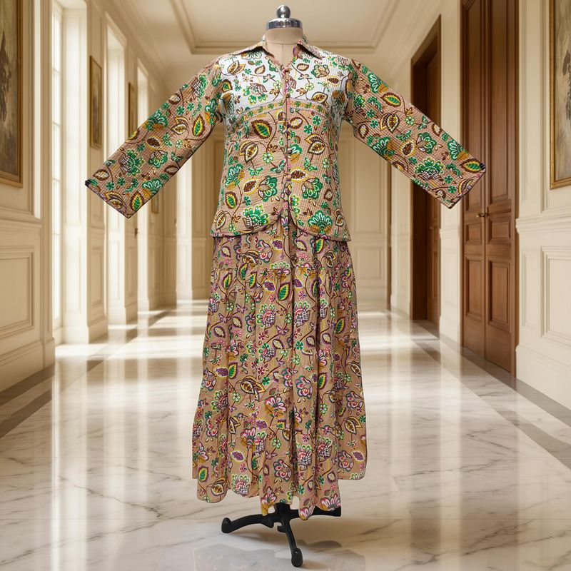 L-XL Cotton Jacket &amp; Jalabiya Set length 56” Long