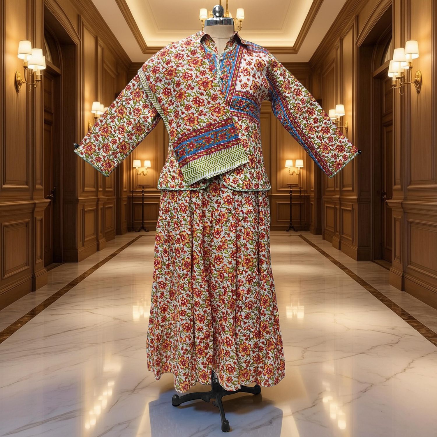 XS/S Cotton Jacket &amp; Jalabiya Set With Sheila length 54” Long