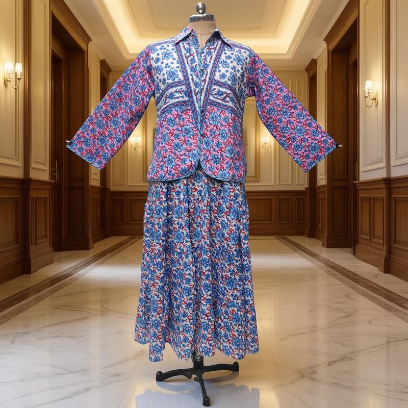 L-XL Cotton Jacket &amp; Jalabiya Set length 56” Long