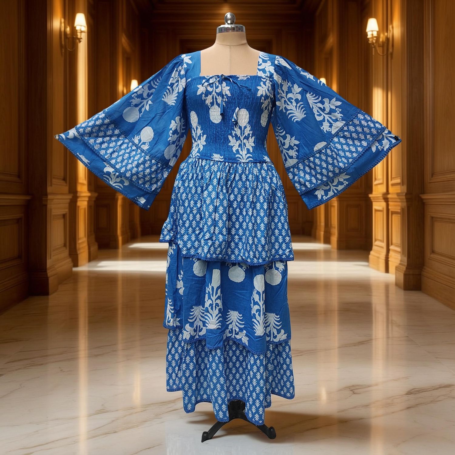 XS/S Rahima Printed Cotton Dress 54" Long Jalabiya