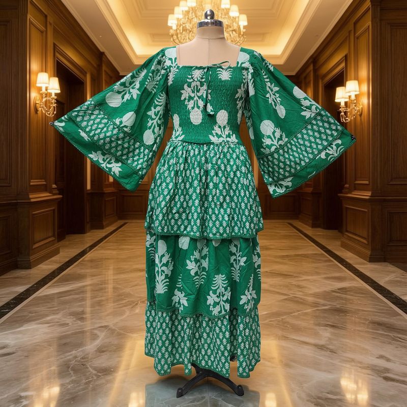 2XL/3XL Rahima Printed Cotton Dress 57" Long Jalabiya