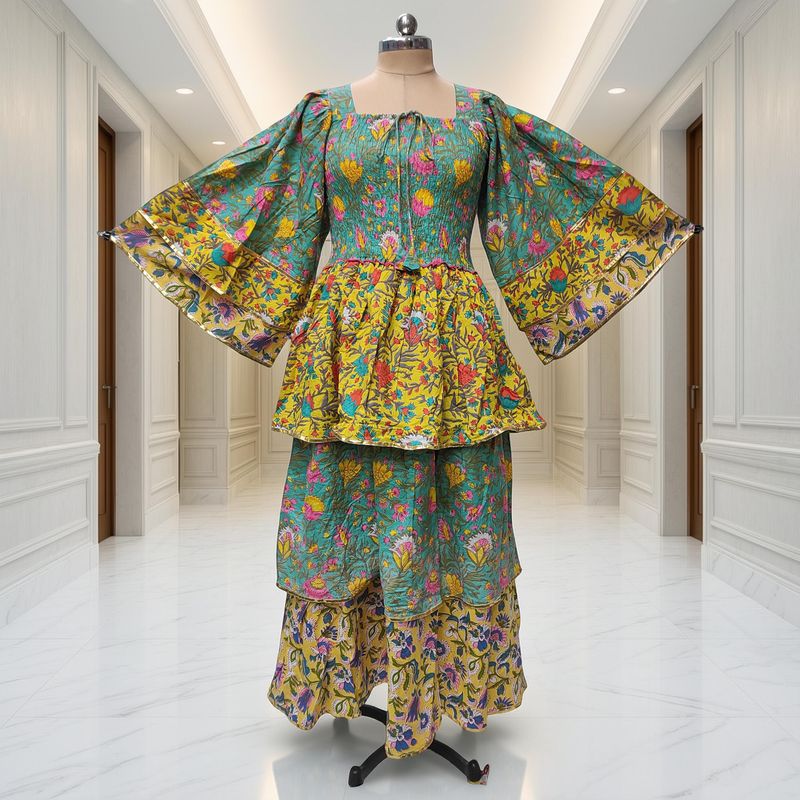 2XL/3XL Rahima Printed Cotton Dress 57" Long Jalabiya