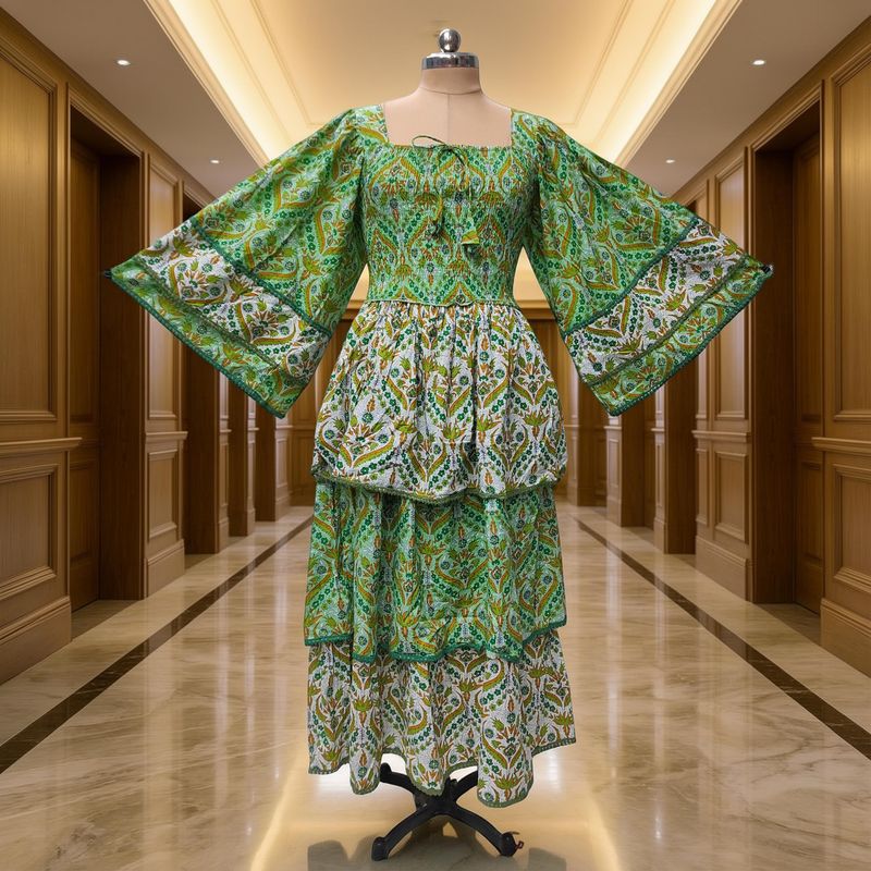 2XL/3XL Rahima Printed Cotton Dress 57" Long Jalabiya