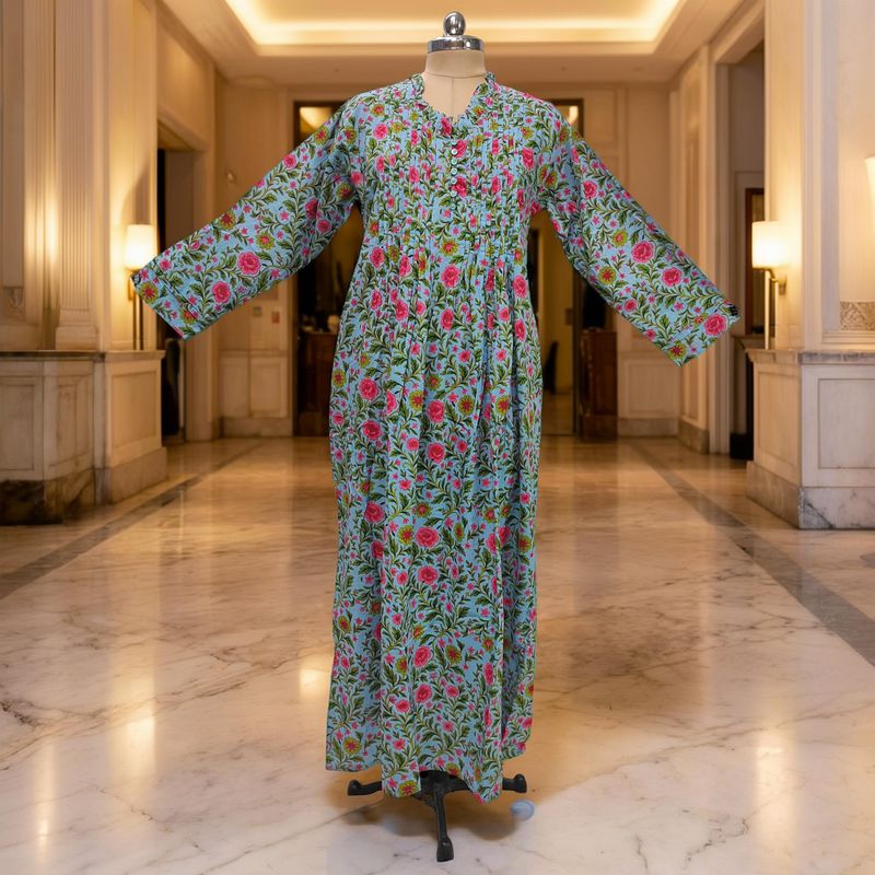 XS/S Sparrow Printed Cotton Dress 54'' Long Jalabiya