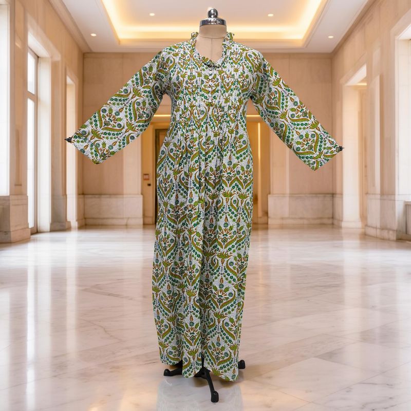 L/XL Sparrow Printed Cotton Dress 57" Long Jalabiya