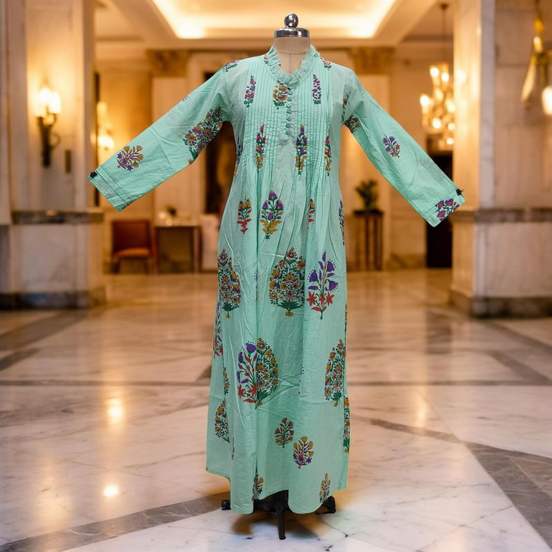 L/XL Sparrow Printed Cotton Dress 57" Long Jalabiya