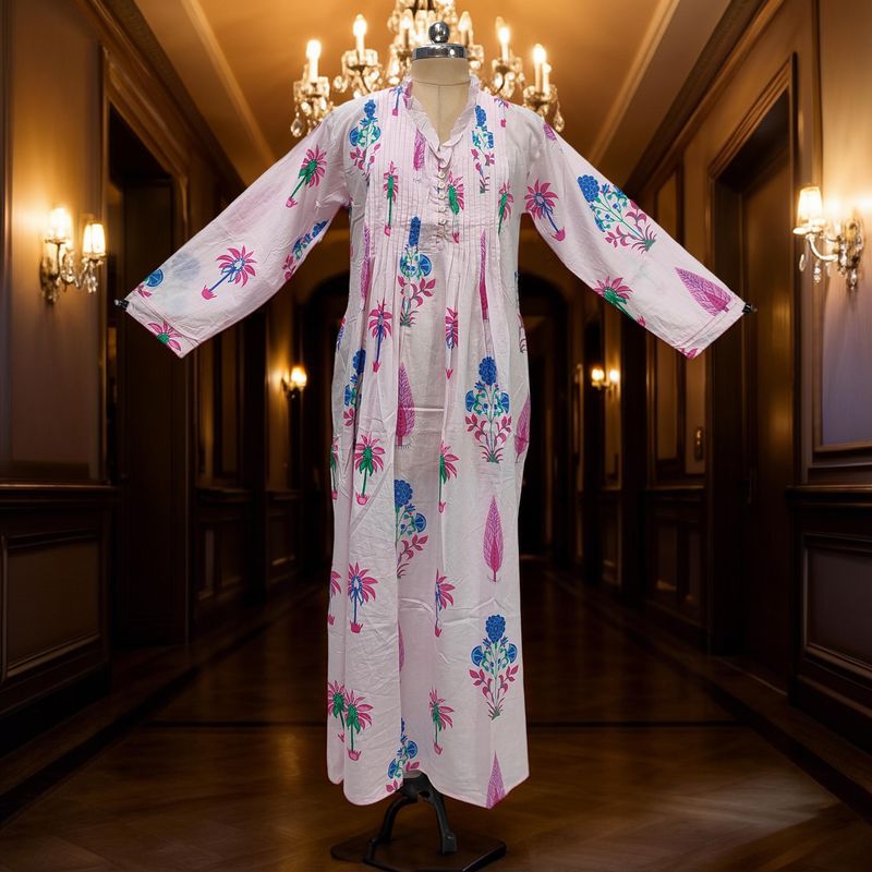 L/XL Sparrow Printed Cotton Dress 57" Long Jalabiya