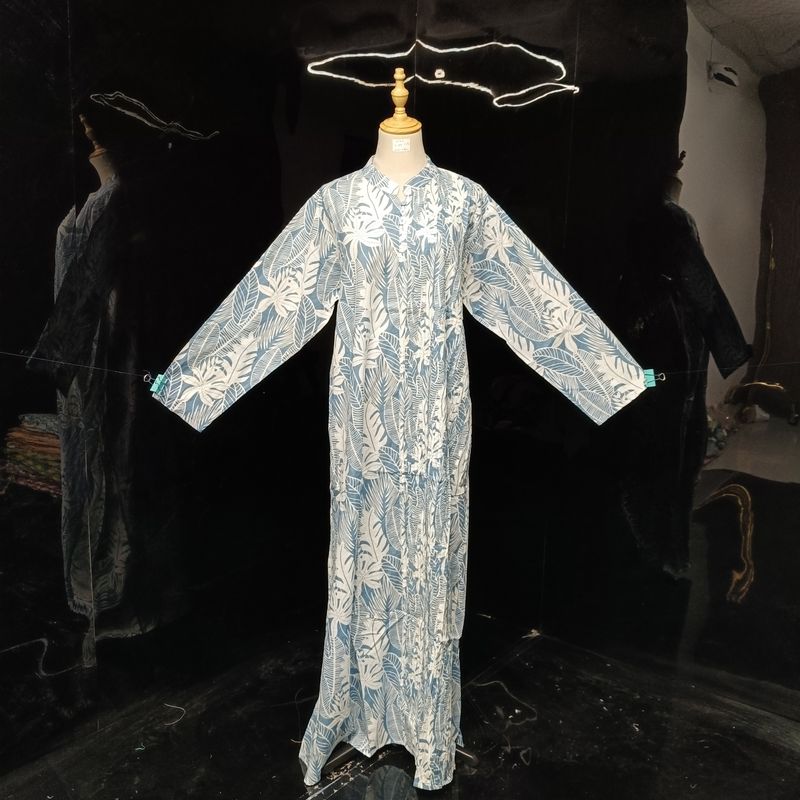 L/XL Shyla Printed Cotton Dress 57" Long Jalabiya