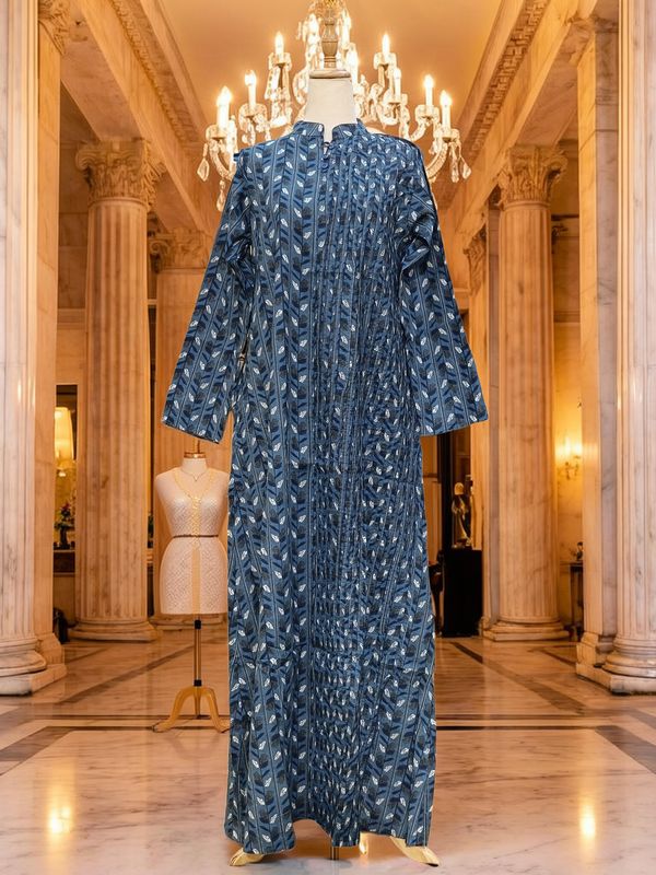 S/M Shyla Printed Cotton Dress 57" Long Jalabiya